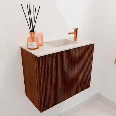 Mondiaz JOYA-DLUX 50cm toiletmeubel - kleur Ruby - Wastafel FAYE positie Rechts 1 kraangat kleur Meli.