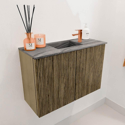 Mondiaz JOYA-DLUX 60cm toiletmeubel - kleur Dusk - Wastafel FAYE positie Midden 1 kraangat kleur Sombra.