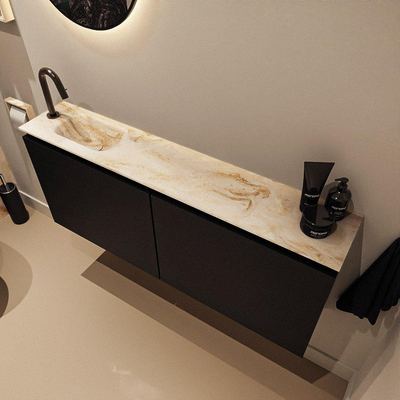 MONDIAZ TURE-DLUX Meuble toilette - 120cm - Urban - EDEN - vasque Frappe - position gauche - 1 trou de robinet