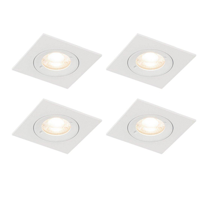 QAZQA Xena Spot encastrable - lot de 4 - 8x8cm - IP44 - Carré - Blanc