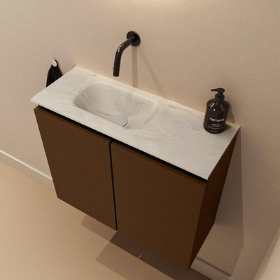 MONDIAZ TURE-DLUX Meuble WC 60 cm Rust. EDEN lavabo Opalo position gauche. Sans trou de robinet.