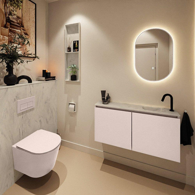 MONDIAZ TURE-DLUX 100cm toiletmeubel Rosee. EDEN wastafel Opalo positie rechts. Met 1 kraangat.