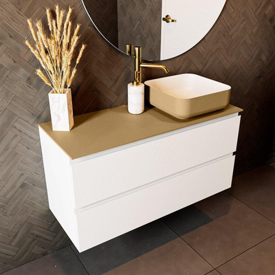 Mondiaz TOP 41 Topblad - 100x41x0.9cm - geschikt voor afdekplaat - Solid surface - Oro