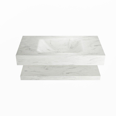 MONDIAZ ALAN - DLUX Badkamermeubelset - 90cm - planchet - Opalo - vrijhangende wastafel - wasbak midden - 1 kraangat - Opalo