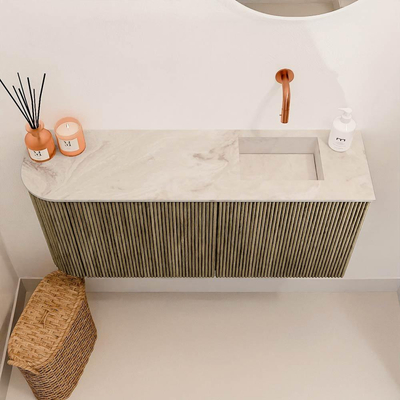 Mondiaz JOYA-DLUX 91.6cm meuble de toilette - arrondi gauche couleur Dusk - Vasque FAYE position Droite Sans trou de robinet couleur Frappe.