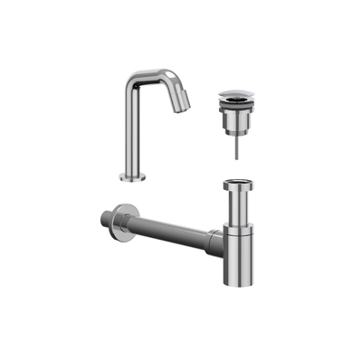 IVY Fonteinset - Contour - ensemble de lavabo - pose - bas - bouchon always open - Chrome