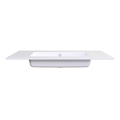 Arcqua Mira Lavabo encastré - 101x46x1.5cm - vasque simple - 1 trou de robinet - marbre de synthèse - blanc brillant