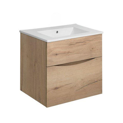 Crosswater Glide II ensemble de meubles de salle de bain - 50x45x52cm - 2 tiroirs lavabo sans poignée - blanc windsor oak