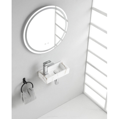 Wiesbaden Rhea S Mini fontein links - 36.5x18x9cm - keramiek carrara