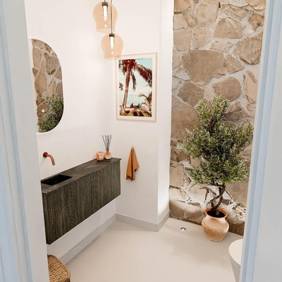 Mondiaz JOYA-DLUX 100cm meuble de toilette - couleur Shadow - Vasque FAYE position Gauche Sans trou de robinet couleur Lava