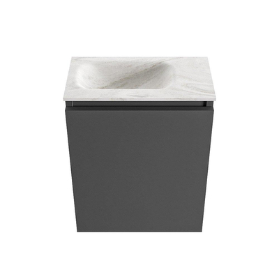 MONDIAZ TURE-DLUX 40cm toiletmeubel Dark Grey. EDEN wastafel Ostra positie links. Zonder kraangat.