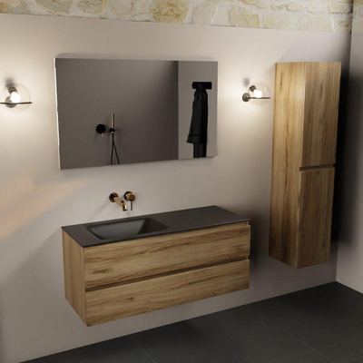 Mondiaz Aivy ensemble de meuble de salle de bains - 120x45x50cm - 0 trous de robinet - 1 lavabo urban Solid surface - gauche - 2 tiroirs - sans miroir - mélamine Chai