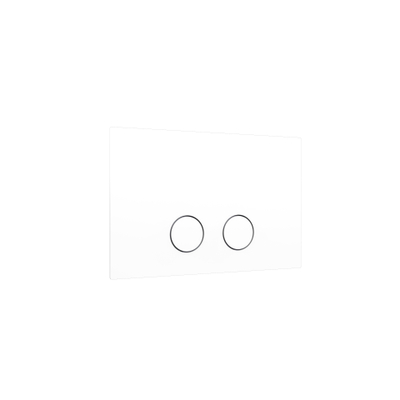 QeramiQ Push Steel Plaque de commande - 25x16cm - épaisseur de 2,0mm - fixation magnétique - pour réservoir encastré Geberit UP320 - acier inoxydable - double chasse - boutons ronds - mat blanc