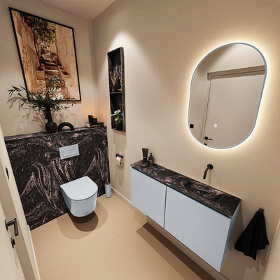 MONDIAZ TURE-DLUX 100cm toiletmeubel Clay. EDEN wastafel Lava positie rechts. Zonder kraangat.