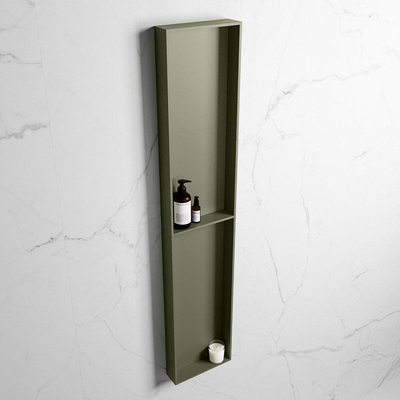 Mondiaz Easy nis 29.5x89.5x8cm voor Inbouw/opbouw 2 open vakken Solid surface Army/Army