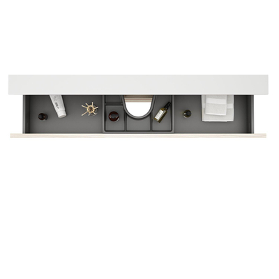 Saniclass Prime Vita Meuble de salle de bain - 100x46x60cm - lavabo en céramique brillant blanc - 1 vasque - sans trou de robinet - 2 tiroirs - chêne clair