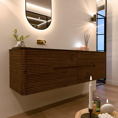 Mondiaz CIRO-DLUX Meuble de salle de bains - 170x45x50cm - Plan vasque Solid surface Lava - 1 vasque à gauche - sans trous de robinetterie - 4 tiroirs - Dusk