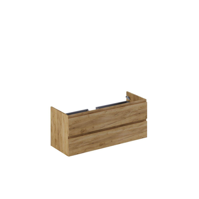 Type onderkast type1 120cm 2x lade greeploos 2x houten greeplijst 1x uitsparing tbv wastafel Quadro - Cube en Soft incl witte sifonset Sequoia