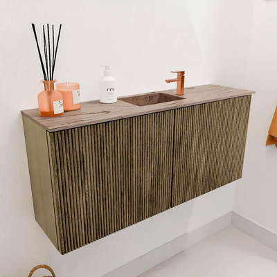 Mondiaz JOYA-DLUX 90cm meuble de salle de bains - couleur Dusk - Vasque FAYE position Milieu 1 trou de robinet couleur Arena.