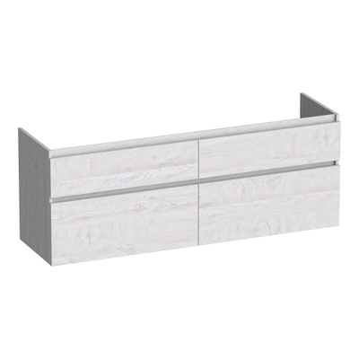 BRAUER Delight meuble sous lavabo - 140x46x60cm - 4 tiroirs à fermeture douce - sans poignée - 2 découpes pour siphon - Forest Seashell