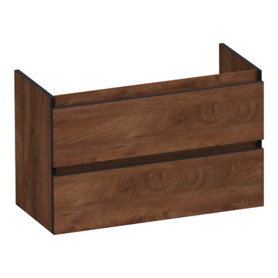 BRAUER Joy Edge wastafelonderkast ondiep 80 2 softclose lades - greeploos - 1 sifon uitsparing - Forest Cacao