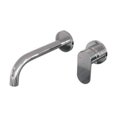 BRAUER Chrome Edition Wastafelmengkraan inbouw - gebogen uitloop links - hendel breed plat - inclusief inbouwdeel - model C 1 - chroom
