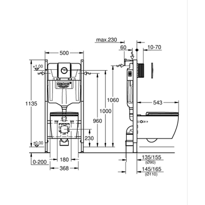 GROHE Solido Start Round toiletset diepspoel - rimless - GROHE Solido inbouwreservoir - softclose toiletzitting - bedieningsplaat chroom