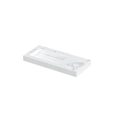 INK Pitch wastafel - 100x45x9cm - 1 wasbak links - 1 kraangat - drain keramiek Statuario glans
