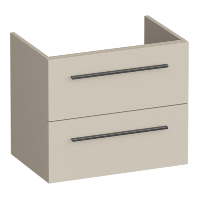 BRAUER Trust wastafelonderkast ondiep 60 excl. opbouwgrepen 2 softclose lades en 1 sifon uitsparing - mat beige