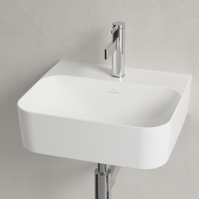 Villeroy & Boch Finion lave-mains 1 trou de robinetterie 43x39cm - ceramic+ sans trop-plein stone white