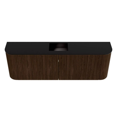 Mondiaz JOYA 123.2cm meuble de salle de bains - arrondi gauche et droite couleur Walnut - Vasque FAYE position Milieu 1 trou de robinet couleur Urban.