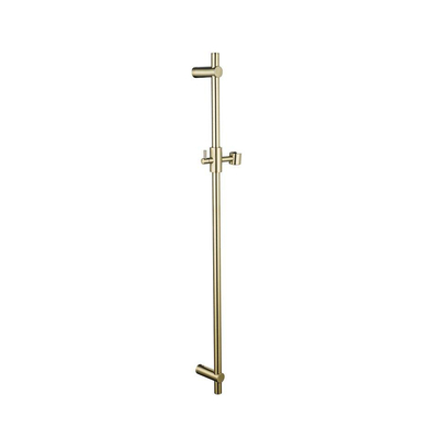 Fortifura Calvi Ensemble de douche à l'italienne - rond - thermostatique - bras plafond - glijstang - douche principale de 25 cm - douchette à main - flexible lisse - Laiton brossé PVD (Or)