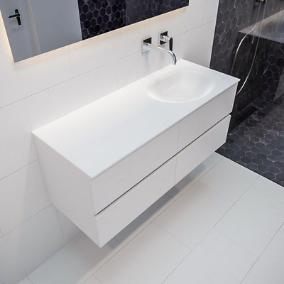 Mondiaz VICA Meuble Talc avec 4 tiroirs 120x50x45cm vasque lavabo Moon droite sans trou de robinet