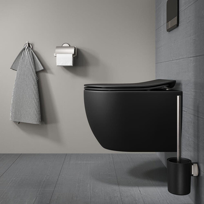 Tiger Tune Toiletbril Duroplast Zwart RVS geborsteld