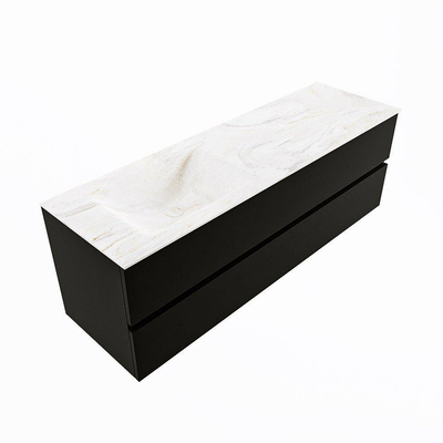 Mondiaz VICA-DLUX Ensemble de meuble de salle de bain - 150cm - meuble sous-vasque urban - 2 tiroirs - lavabo encastré cloud gauche - sans trous de robinet - version haute de 60cm - ostra