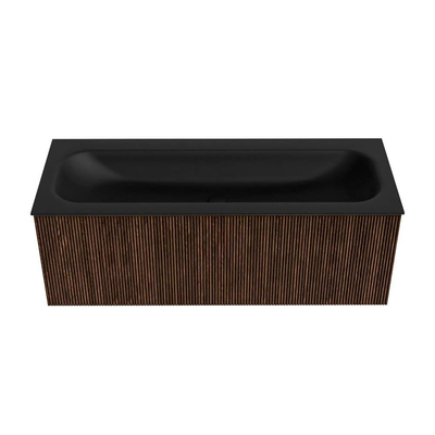 MONDIAZ KURVE Meuble de salle de bains 120 cm couleur Walnut avec 1 tiroir. Lavabo BIG LARGE central 1 trou de robinet Urban.