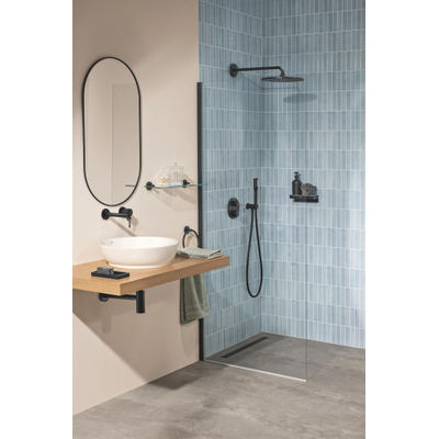 GROHE Essence New wastafelkraan - m-size - wand - 2 kraangaten - voorsprong 18.3cm - mat zwart