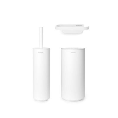 Brabantia MindSet Toilet Accessoiresset - toiletrolhouder - zonder klep - toiletborstelhouder - gesloten - reserverolhouder - mineral fresh white