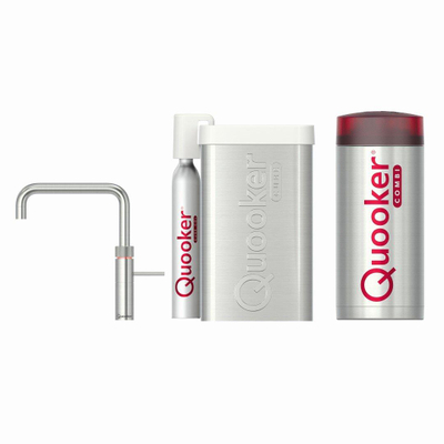 Quooker Fusion Square kokendwaterkraan - draaibare uitloop - Combi+ incl. Cube reservoir - Warm / kokend / bruisend / gefilterd water - RVS