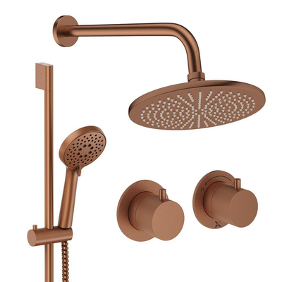 Crosswater MPRO Module ensemble de douche pluie encastré – douche de tête Ø 30 cm – 2 leviers – barre de douche 69.8 cm – brons geborsteld