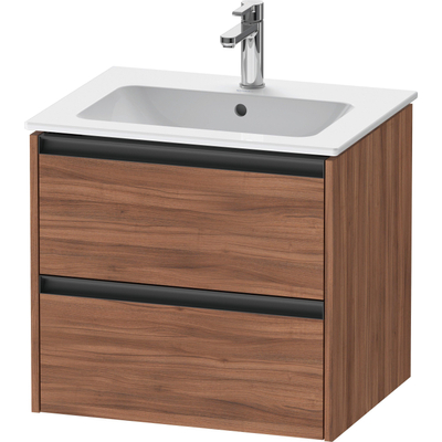 Duravit Ketho 2 meuble bas pour lavabo avec 2 tiroirs 61x48x55cm avec poignées noyer anthracite mat