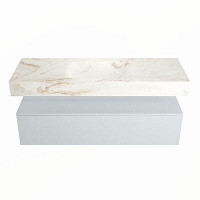 Mondiaz ALAN-DLUX Ensemble de meuble - 130cm - meuble Clay mat - 1 tiroir - Lavabo Cloud Frappe suspendu - vasque Centre - 0 trous de robinet