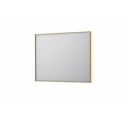 INK SP32 spiegel - 100x4x80cm rechthoek in stalen kader incl indir LED - verwarming - color changing - dimbaar en schakelaar - geborsteld mat goud