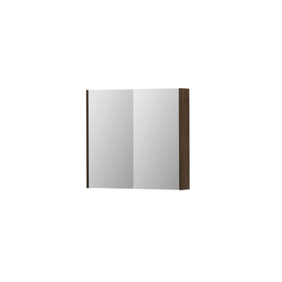 INK SPK2 Spiegelkast - 80x14x74cm - 2 deuren - dubbelzijdige Spiegel - schakelaar en stopcontact - MDF Fineer Chocolate