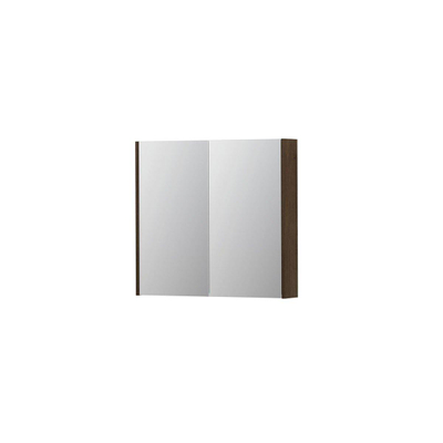 INK SPK2 spiegelkast – 80x74x14 cm – 2 deuren, dubbelzijdige spiegeldeuren – Fineer Chocolate mat