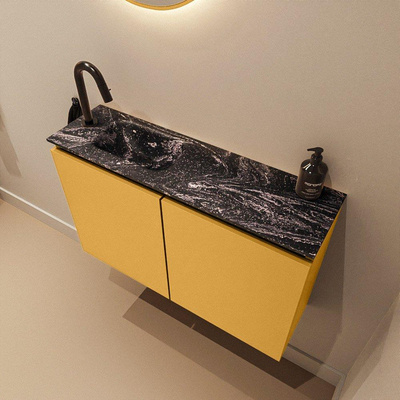MONDIAZ TURE-DLUX 80cm toiletmeubel Ocher. EDEN wastafel Lava positie links. Met 1 kraangat.
