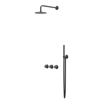 IVY Tribe inbouw regendoucheset – Ø20 cm medium hoofddouche – 30 cm plafondbuis – carbon black geborsteld