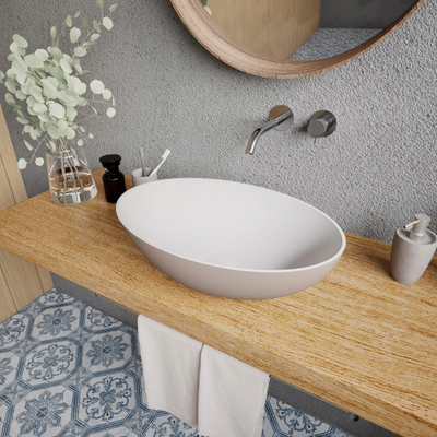 Ideavit Solidthin waskom - 50x33x14.5cm - Solid surface - Ovaal - Mat Beige