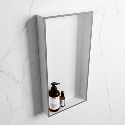 Mondiaz Easy nis 29.5x59.5x8cm voor Inbouw/opbouw 1 open vak Solid surface Talc/Smoke
