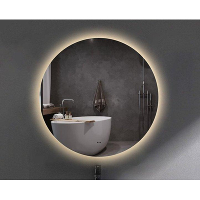 Adema Circle miroir rond 100 cm avec éclairage LED indirect, chauffe miroir et interrupteur infrarouge